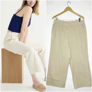 J. Crew Khaki Wide Leg Pants Women’s Ankle Pull On Astrid Size Large